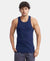 Super Combed Cotton Rib Round Neck with Racer Back Gym Vest - Navy-1