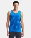 Super Combed Cotton Rich Graphic Printed Tank Top - Neon Blue Print-1