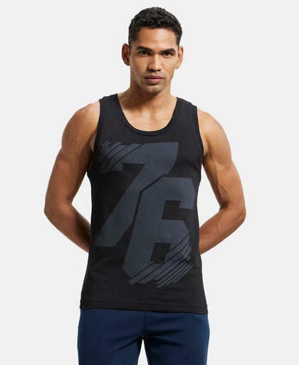 Super Combed Cotton Rich Tank Top - Black print-1