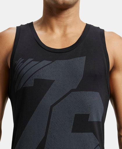 Super Combed Cotton Rich Tank Top - Black print-7