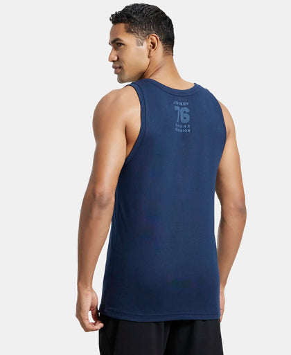 Pack of 2 Super Combed Cotton Rich Tank Top - Black & Navy Print