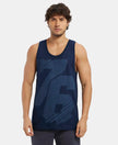 Super Combed Cotton Rich Graphic Printed Tank Top - Navy Print-1