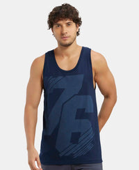 Super Combed Cotton Rich Graphic Printed Tank Top - Navy Print-5