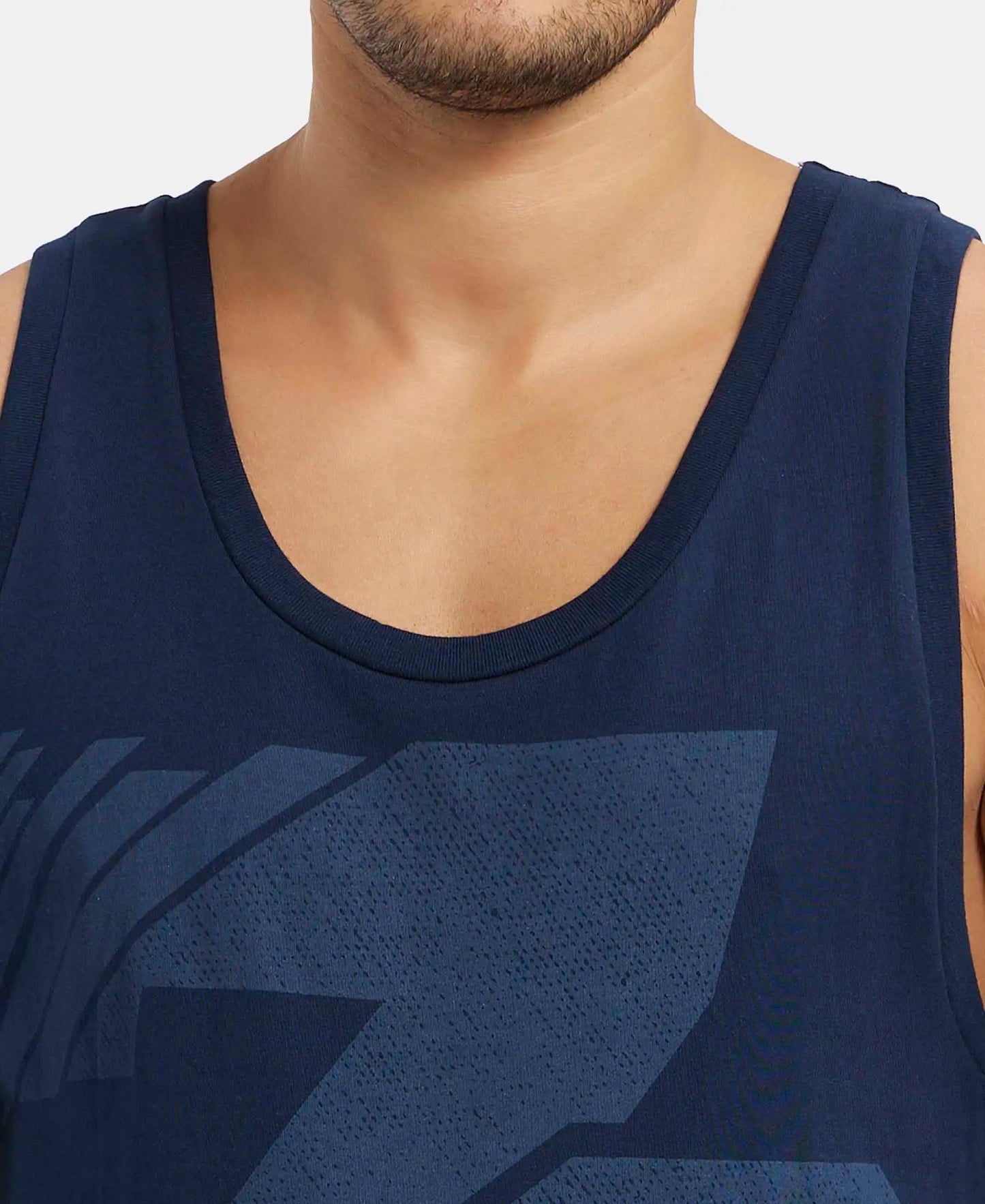 Super Combed Cotton Rich Graphic Printed Tank Top - Navy Print-7