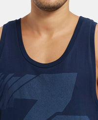 Super Combed Cotton Rich Graphic Printed Tank Top - Navy Print-7