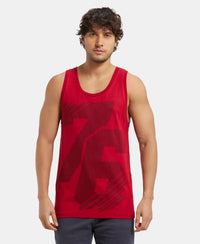 Super Combed Cotton Rich Graphic Printed Tank Top - Shangai Red Print-1