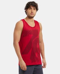 Super Combed Cotton Rich Graphic Printed Tank Top - Shangai Red Print-2