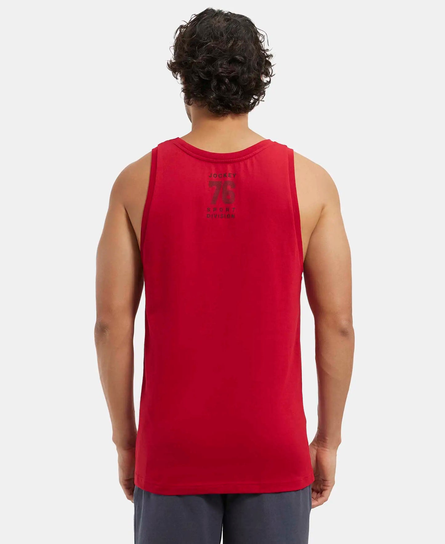 Super Combed Cotton Rich Graphic Printed Tank Top - Shangai Red Print-3