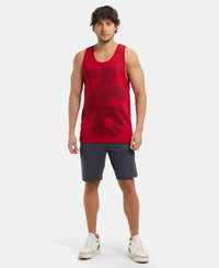 Super Combed Cotton Rich Graphic Printed Tank Top - Shangai Red Print-6