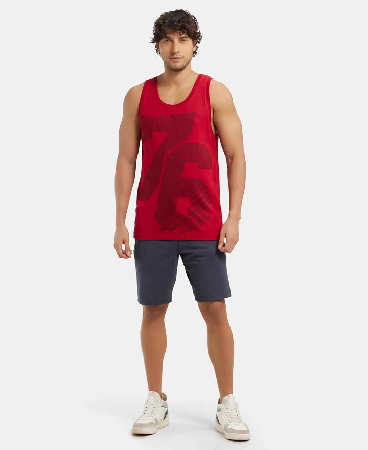 Super Combed Cotton Rich Graphic Printed Tank Top - Shangai Red Print-6