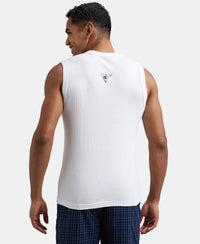 Pack of 2 Super Combed Cotton Rib Solid Round Neck Muscle Vest - White