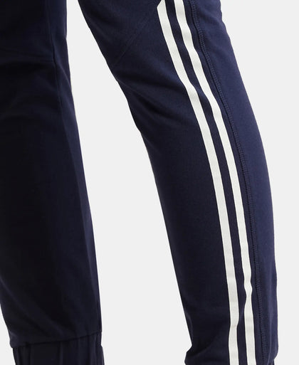 Super Combed Cotton Elastane Stretch Slim Fit Joggers with Side Pockets - Navy Blazer