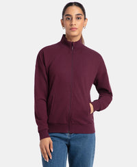 Super Combed Cotton French Terry Drop Shoulder Styled Jacket with Ribbed Cuff and Hem - Wine Tasting