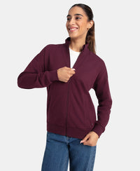 Super Combed Cotton French Terry Drop Shoulder Styled Jacket with Ribbed Cuff and Hem - Wine Tasting