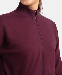 Super Combed Cotton French Terry Drop Shoulder Styled Jacket with Ribbed Cuff and Hem - Wine Tasting