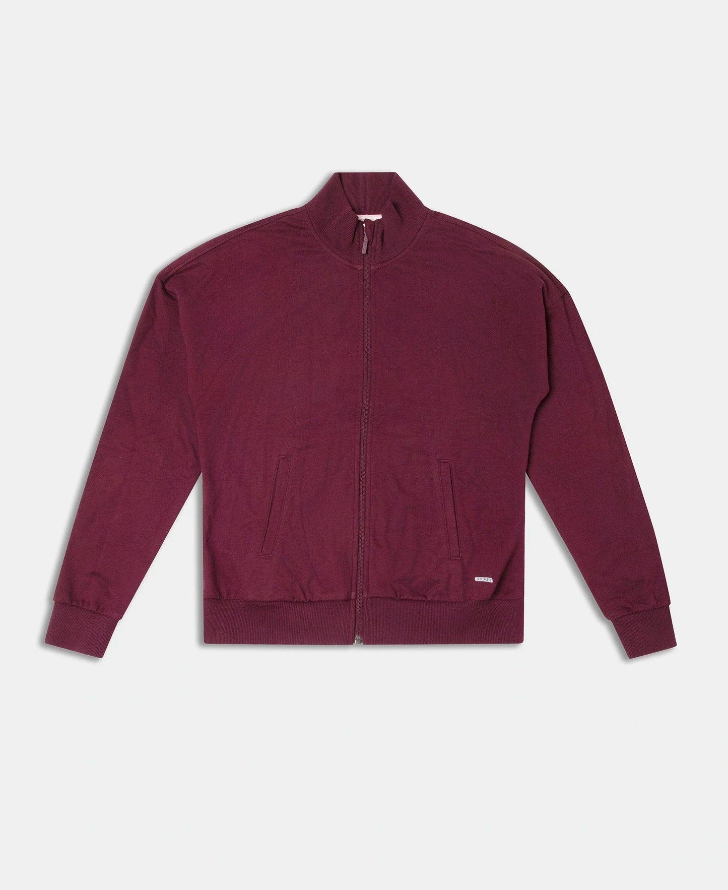 Super Combed Cotton French Terry Drop Shoulder Styled Jacket with Ribbed Cuff and Hem - Wine Tasting