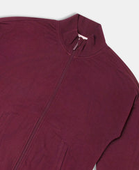 Super Combed Cotton French Terry Drop Shoulder Styled Jacket with Ribbed Cuff and Hem - Wine Tasting