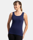 Super Combed Cotton Rib Fabric Slim Fit Solid Tank Top - Imperial Blue