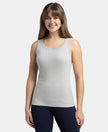 Super Combed Cotton Rib Fabric Slim Fit Solid Tank Top - Light Grey Melange