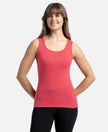 Super Combed Cotton Rib Fabric Slim Fit Solid Tank Top - Ruby