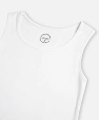 Super Combed Cotton Rib Fabric Slim Fit Solid Tank Top - White