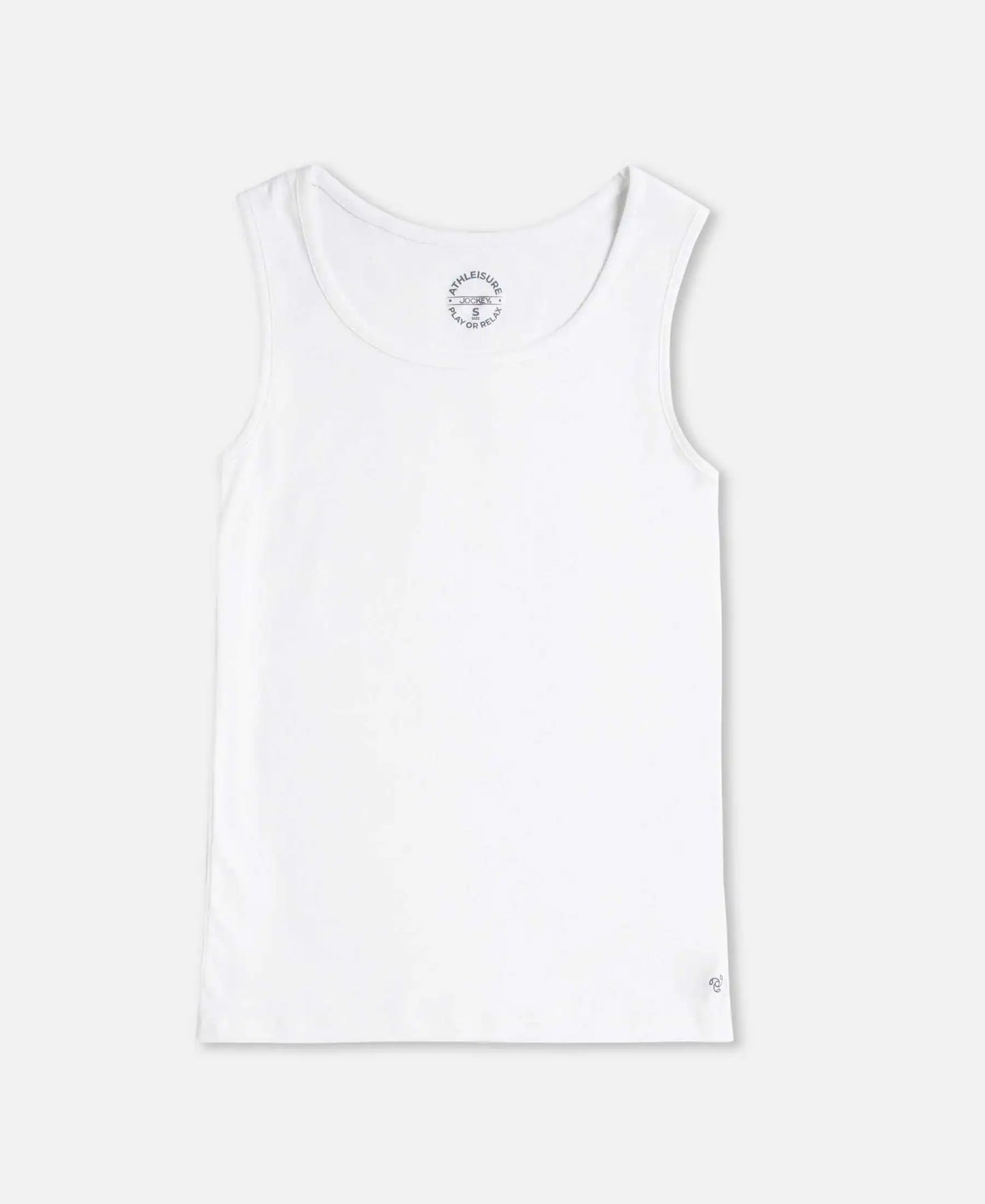 Super Combed Cotton Rib Fabric Slim Fit Solid Tank Top - White