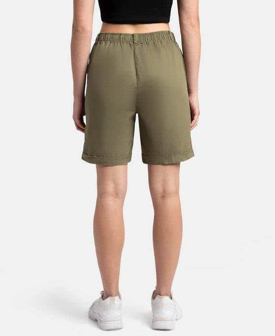 Super Combed Cotton Woven Twill Fabric Relaxed Fit Shorts with Convenient Side Pockets - Burnt Olive