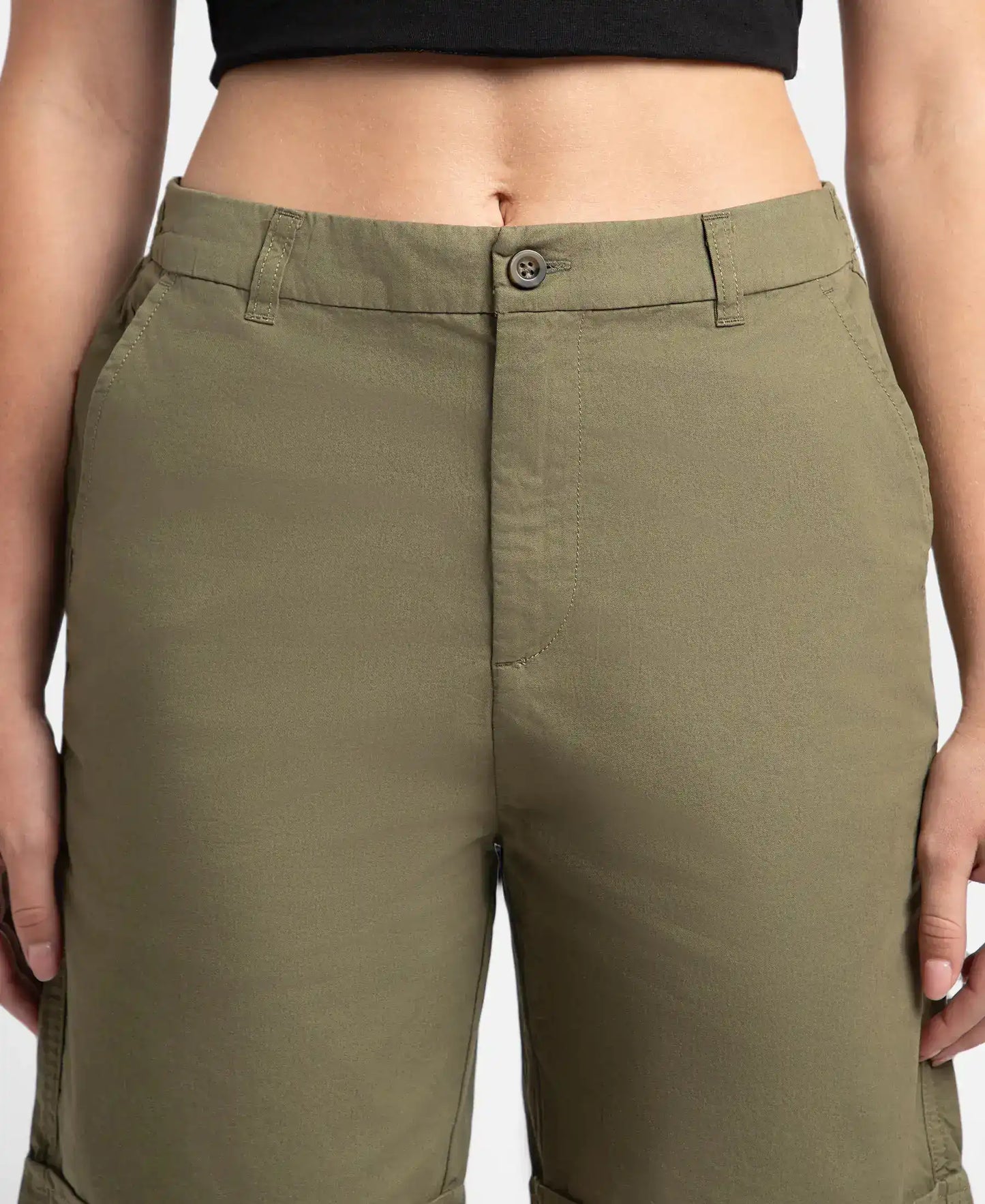 Super Combed Cotton Woven Twill Fabric Relaxed Fit Shorts with Convenient Side Pockets - Burnt Olive