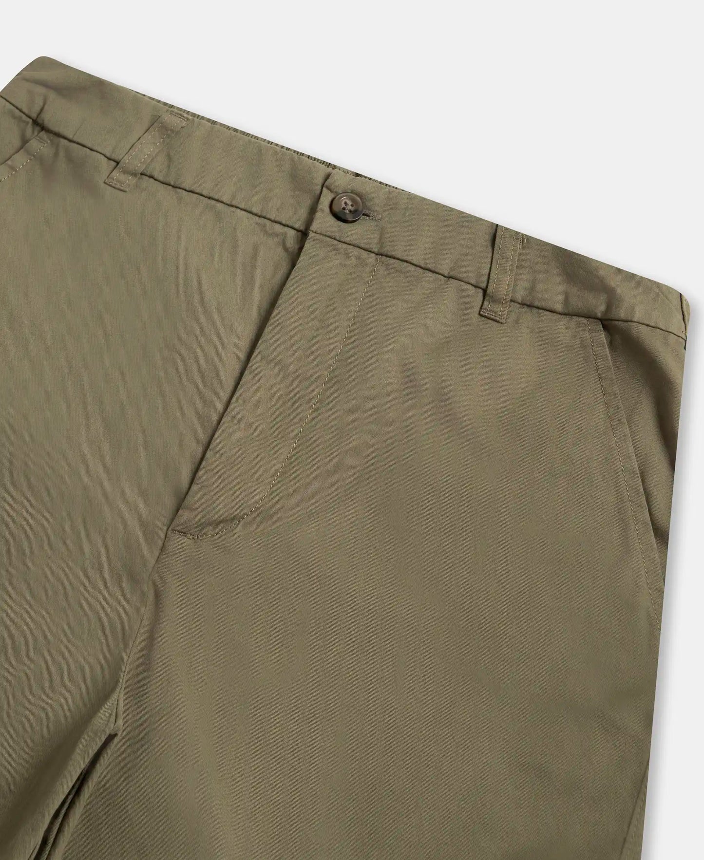 Super Combed Cotton Woven Twill Fabric Relaxed Fit Shorts with Convenient Side Pockets - Burnt Olive