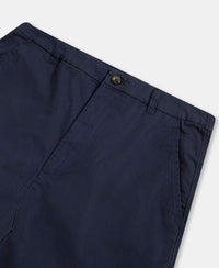 Super Combed Cotton Woven Twill Fabric Relaxed Fit Shorts with Convenient Side Pockets - Navy Blazer