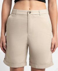 Super Combed Cotton Woven Twill Fabric Relaxed Fit Shorts with Convenient Side Pockets - Oxford Tan