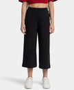 Super Combed Cotton Rich Elastane Stretch Relaxed Fit Culottes - Black