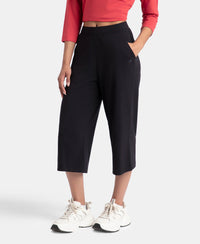 Super Combed Cotton Rich Elastane Stretch Relaxed Fit Culottes - Black