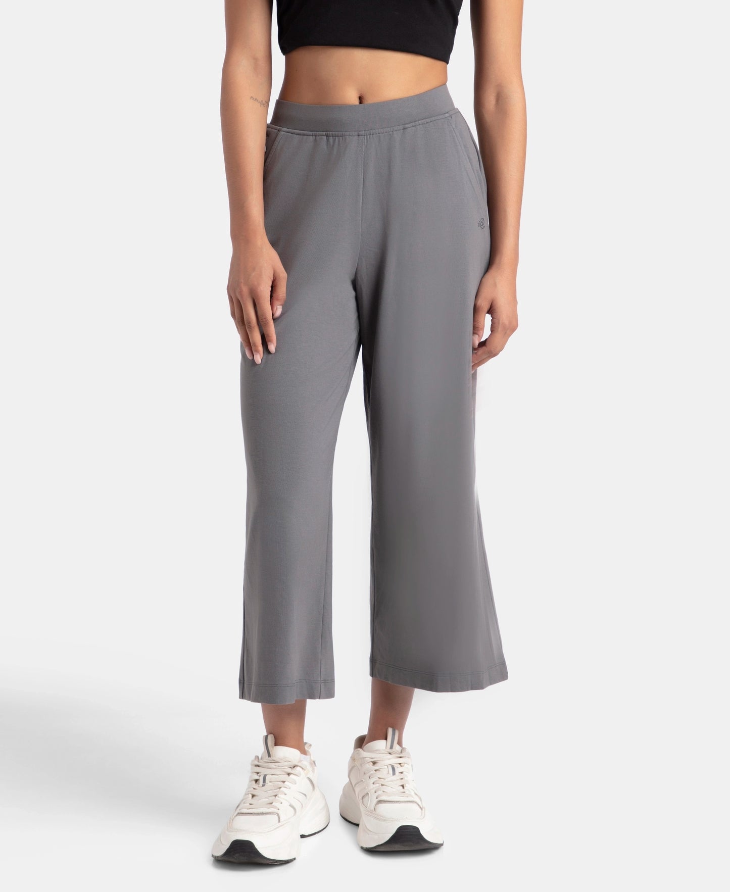 Super Combed Cotton Rich Elastane Stretch Relaxed Fit Culottes - Castle Rock