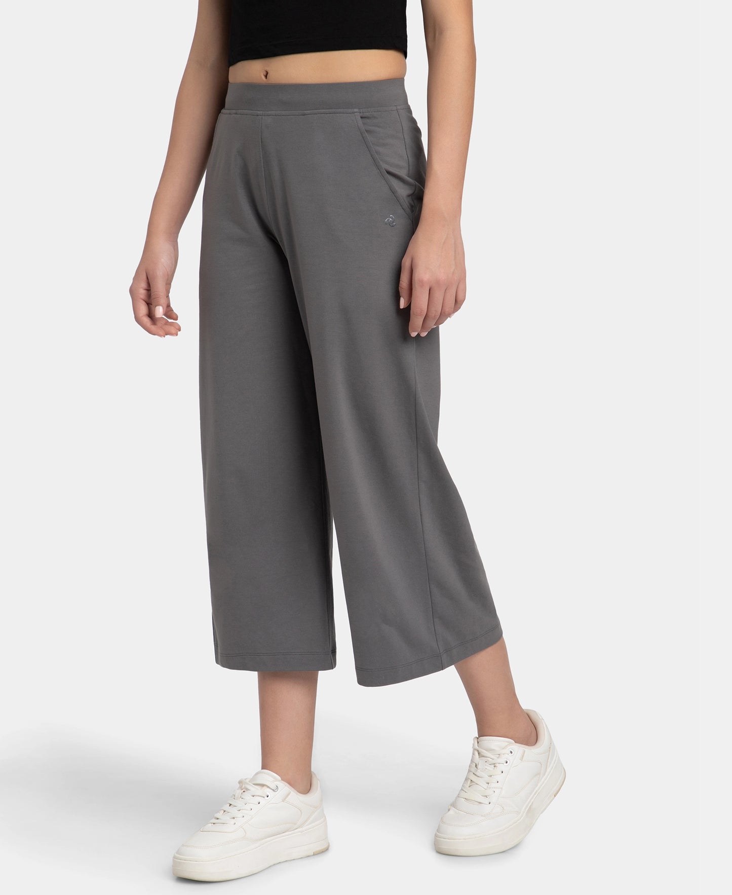 Super Combed Cotton Rich Elastane Stretch Relaxed Fit Culottes - Castle Rock