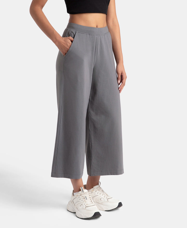 Super Combed Cotton Rich Elastane Stretch Relaxed Fit Culottes - Castle Rock