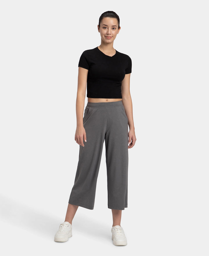 Super Combed Cotton Rich Elastane Stretch Relaxed Fit Culottes - Castle Rock