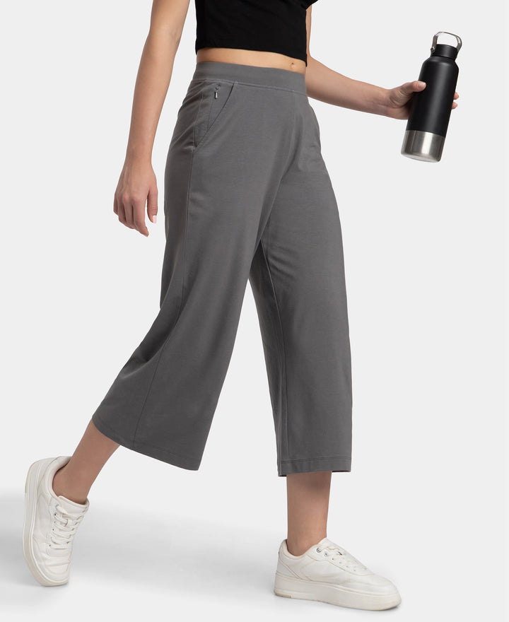 Super Combed Cotton Rich Elastane Stretch Relaxed Fit Culottes - Castle Rock