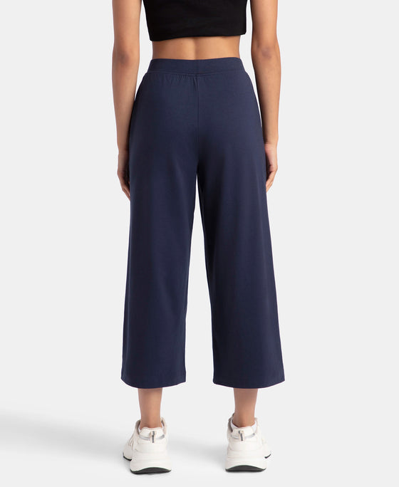 Super Combed Cotton Rich Elastane Stretch Relaxed Fit Culottes - Navy Blazer