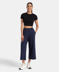 Super Combed Cotton Rich Elastane Stretch Relaxed Fit Culottes - Navy Blazer