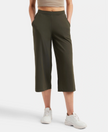 Super Combed Cotton Rich Elastane Stretch Relaxed Fit Culottes - Olive