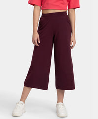 Super Combed Cotton Rich Elastane Stretch Relaxed Fit Culottes - Wine Tasting