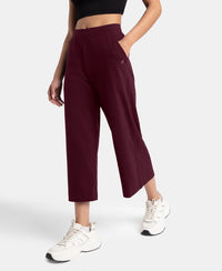 Super Combed Cotton Rich Elastane Stretch Relaxed Fit Culottes - Wine Tasting