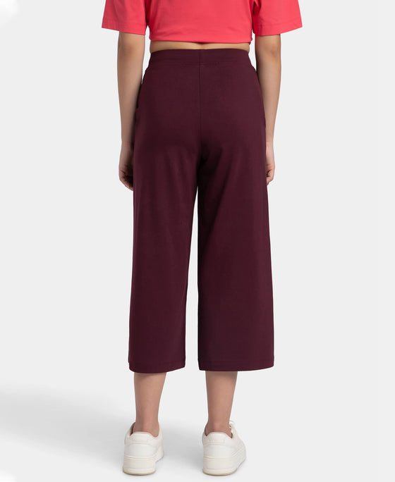 Super Combed Cotton Rich Elastane Stretch Relaxed Fit Culottes - Wine Tasting