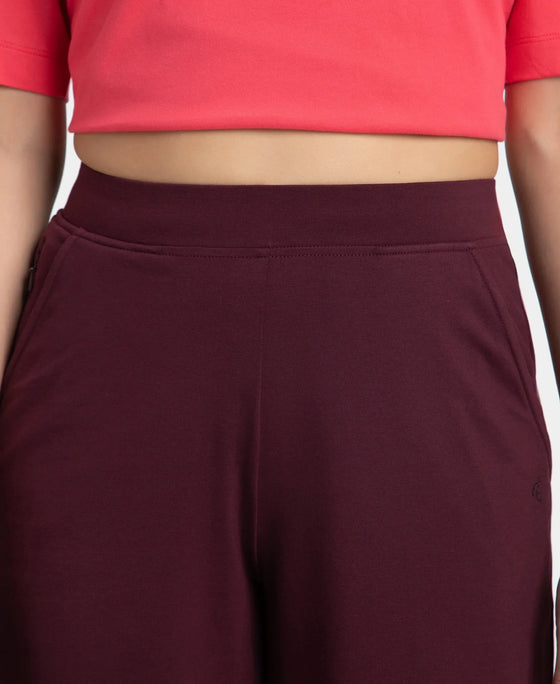 Super Combed Cotton Rich Elastane Stretch Relaxed Fit Culottes - Wine Tasting