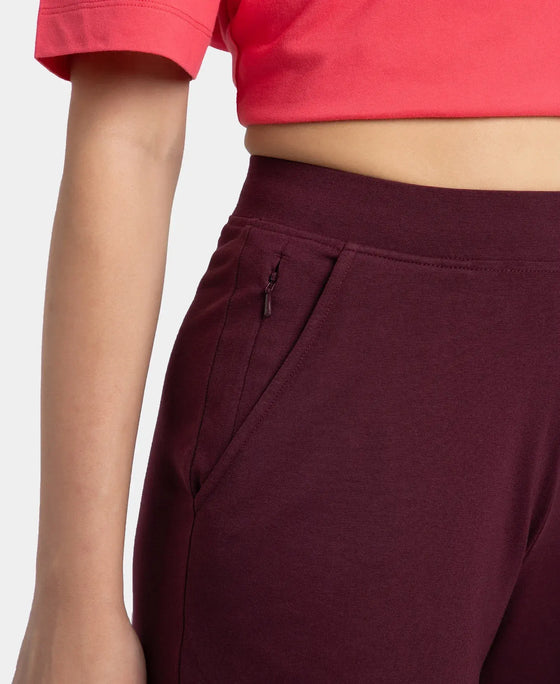 Super Combed Cotton Rich Elastane Stretch Relaxed Fit Culottes - Wine Tasting