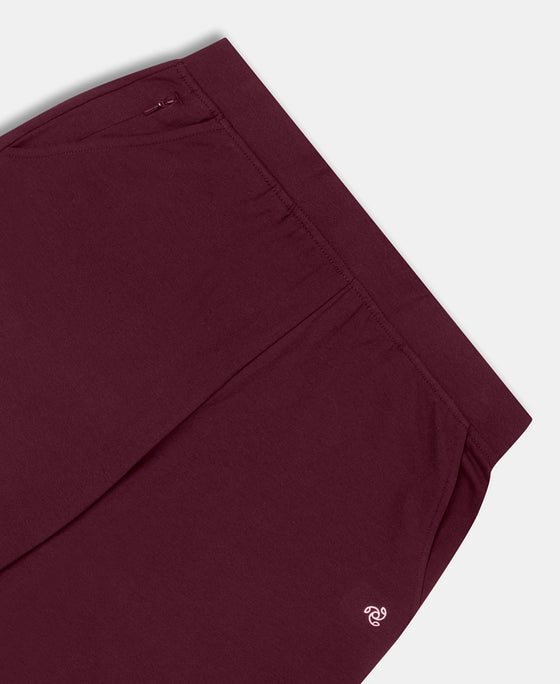 Super Combed Cotton Rich Elastane Stretch Relaxed Fit Culottes - Wine Tasting