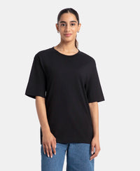 Super Combed Cotton Oversized T-Shirt with Drop Shoulder Styling - Black