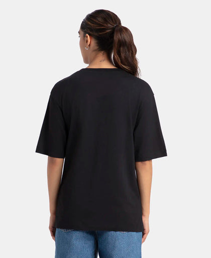 Super Combed Cotton Oversized T-Shirt with Drop Shoulder Styling - Black