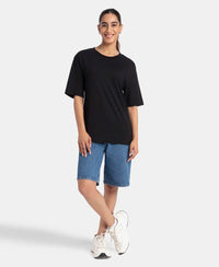 Super Combed Cotton Oversized T-Shirt with Drop Shoulder Styling - Black